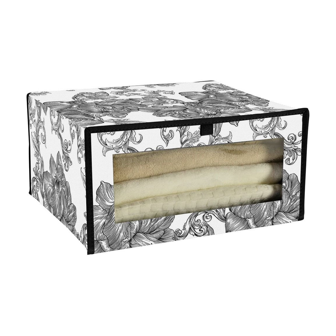 Органайзер для білизни Idea Home Anthracite Flowers з кришкою, 40*33*20 см (NP-256 ткан. з/кр д/взуття Anthracite Flowers)