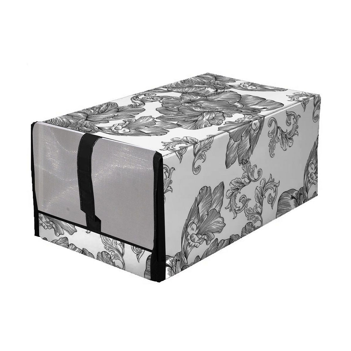 Органайзер для взуття Idea Home Anthracite Flowers з кришкою, 34*22*16 см (NPA-01 ткан. з/кр д/взуття Anthracite Flowers)